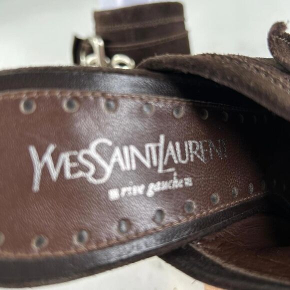 YSL Yves Saint Laurent Women's Rive Gauche Mules Size 37 High Heels Buckle Shoes - Picture 11 of 11